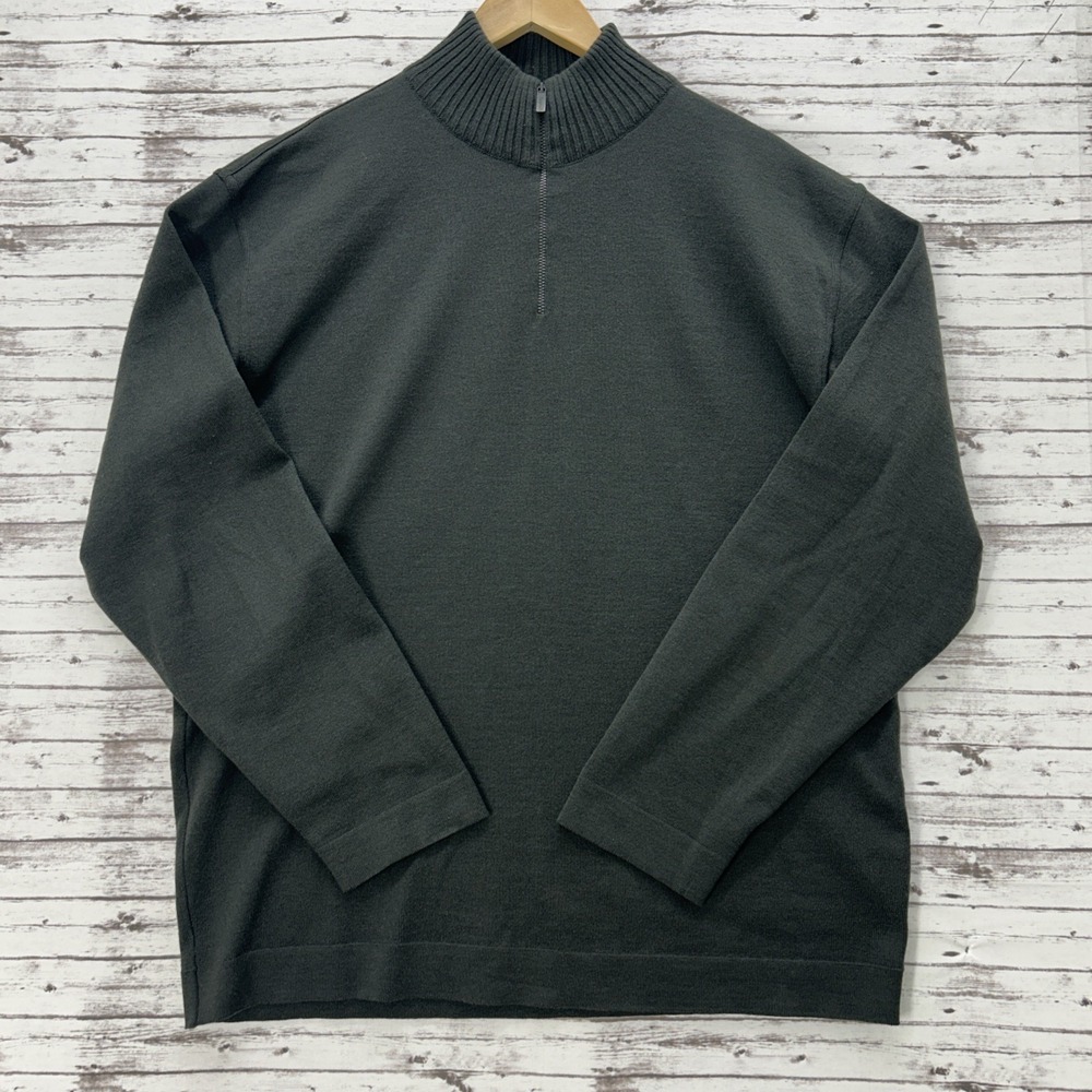 Ermenegildo Zegna Sport Sweater 1/4 Zip 100% Wool Mock Neck Italy Made Men's 2XL